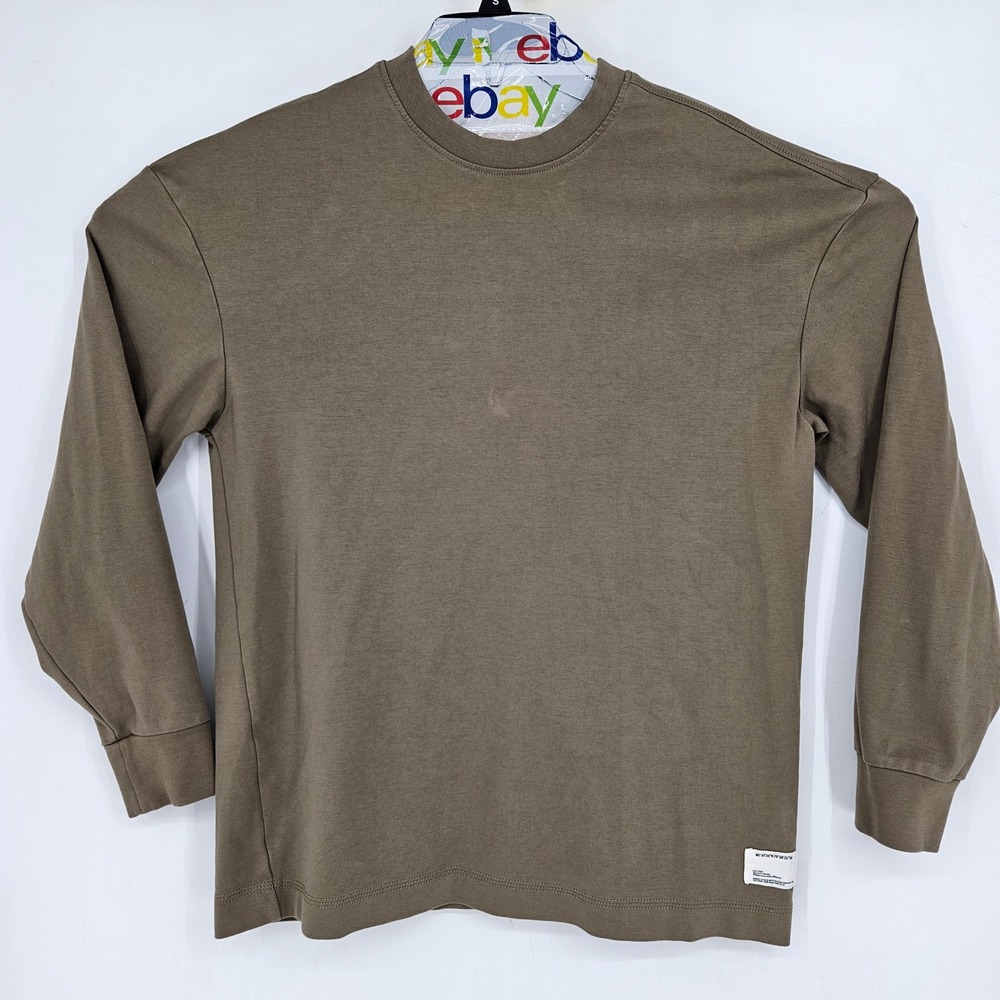 Public Supply Shirt Mens Small Oversized Long Sleeve Brown Casual Crew Neck